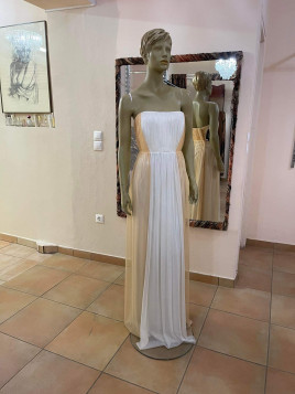 Φόρεμα σομόν - λευκό